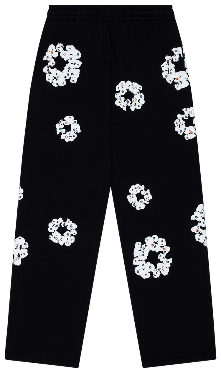 Denim Tears Rhinestone Cotton Wreath Sweatpants Black