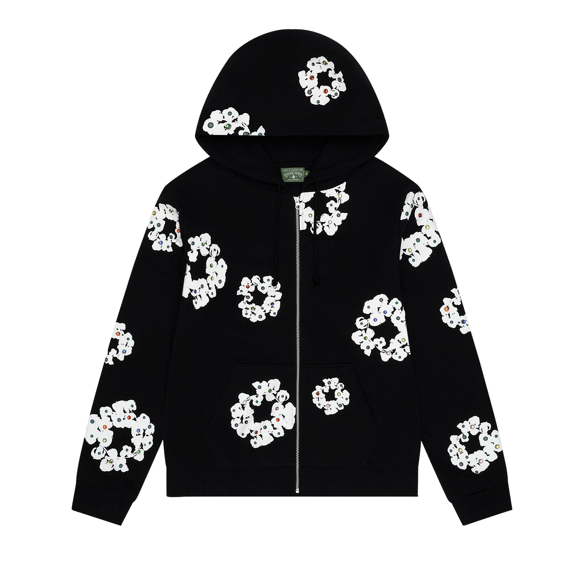 Buy Denim Tears Rhinestone Cotton Wreath Zip Hoodie 'Black