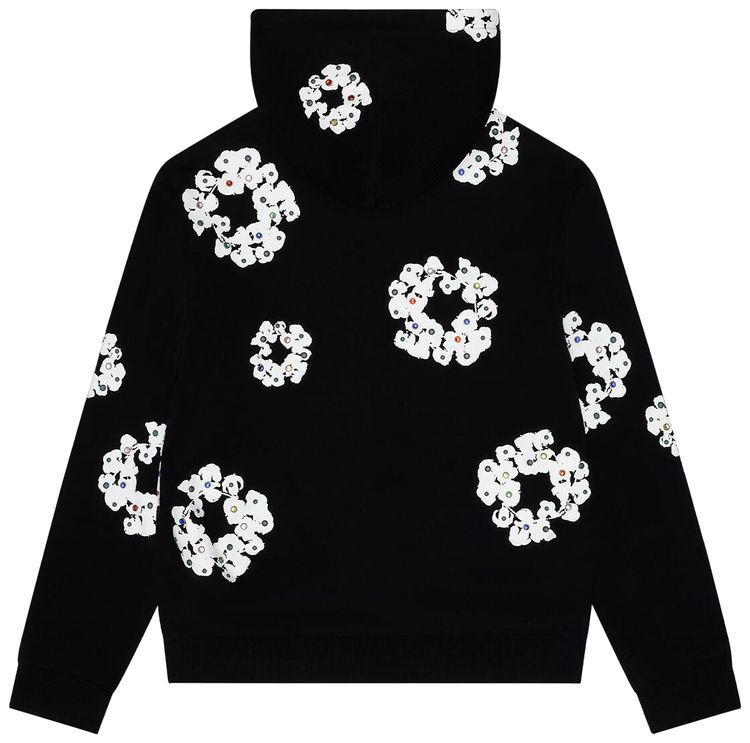 Denim Tears Rhinestone Cotton Wreath Zip Hoodie Black