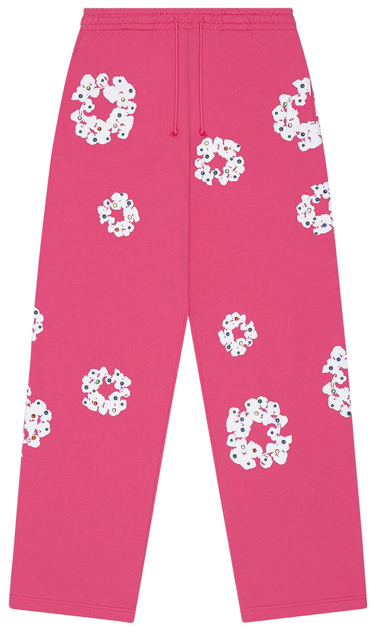 Denim Tears Rhinestone Cotton Wreath Sweatpants Pink