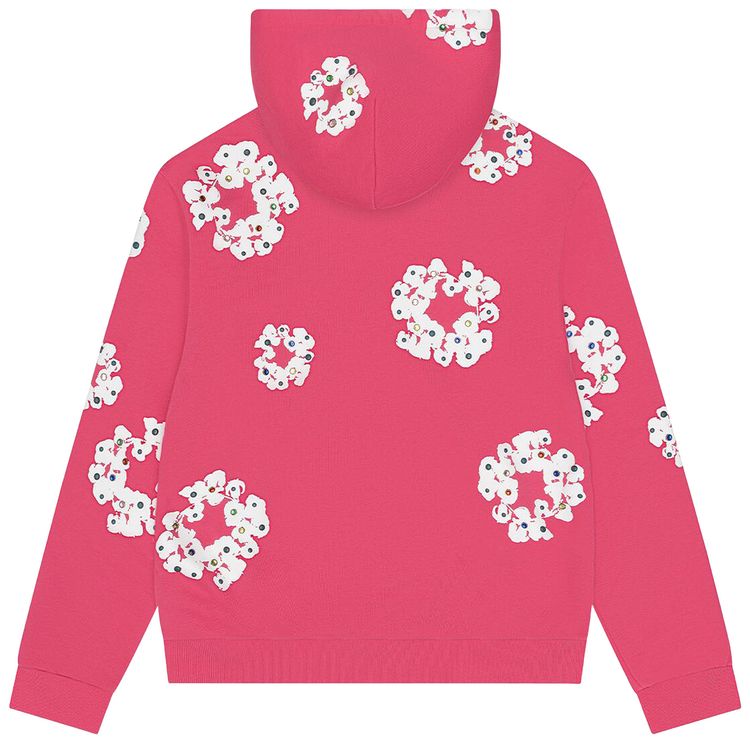 Denim Tears Rhinestone Cotton Wreath Zip Hoodie Pink
