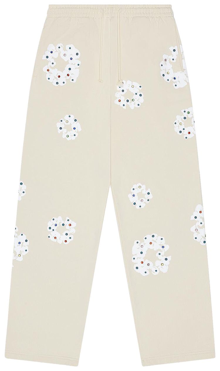 Denim Tears Rhinestone Cotton Wreath Sweatpants Oatmeal