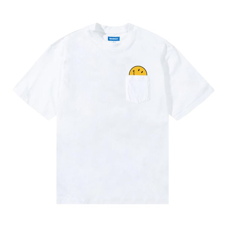 Market Smiley Peek A Boo Pocket T Shirt White