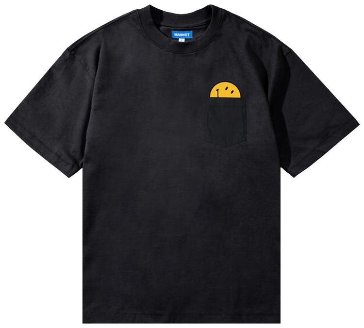 Market Smiley Peek A Boo Pocket T Shirt Black