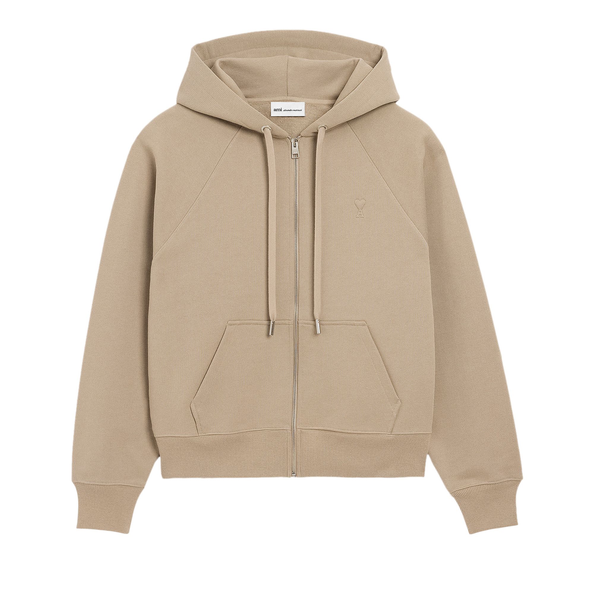 Buy Ami Quota Small Embossed ADC Hoodie With Zip 'Beige Taupe