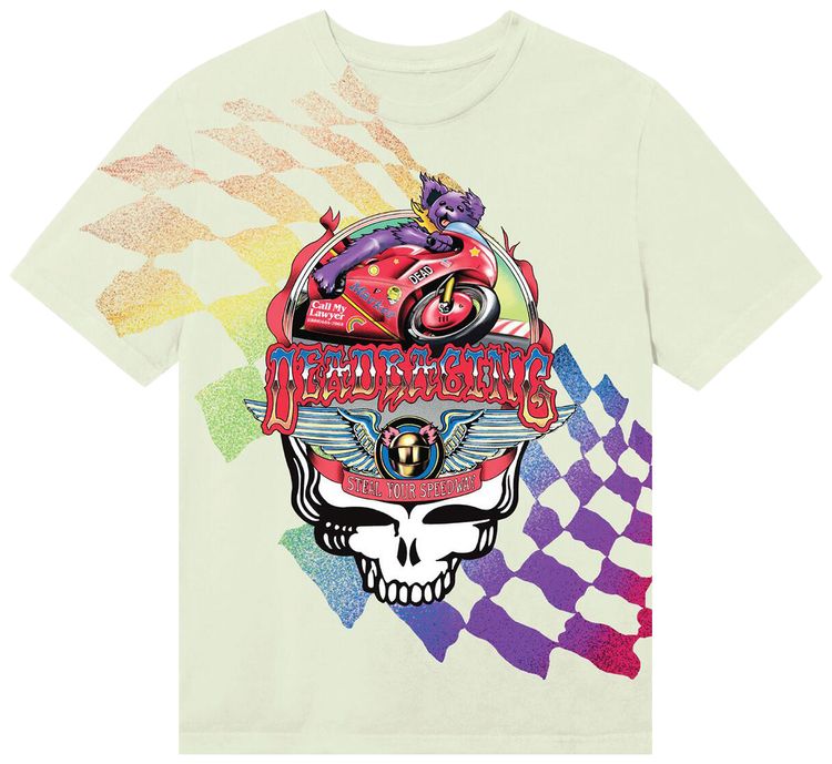 Market x GD Stealie Moto Bear T Shirt Ecru