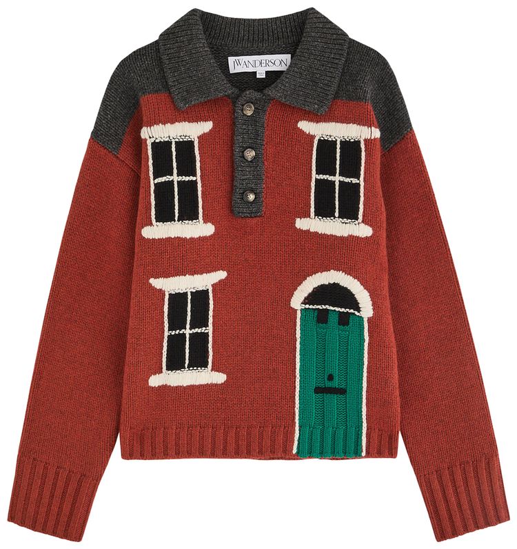 JW Anderson House Polo Jumper Dark Brown
