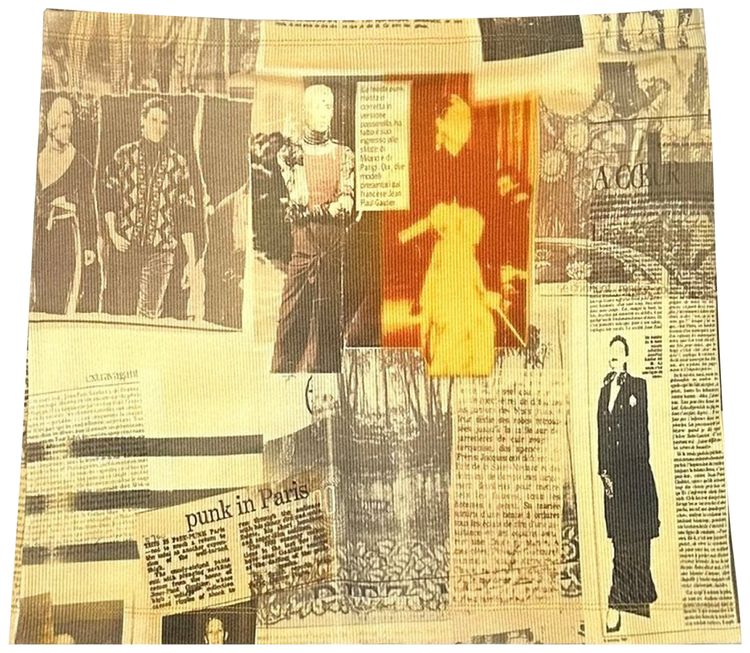 Jean Paul Gaultier Cotton Ribbed Mini Skirt Printed Journal EcruLight GreyRed