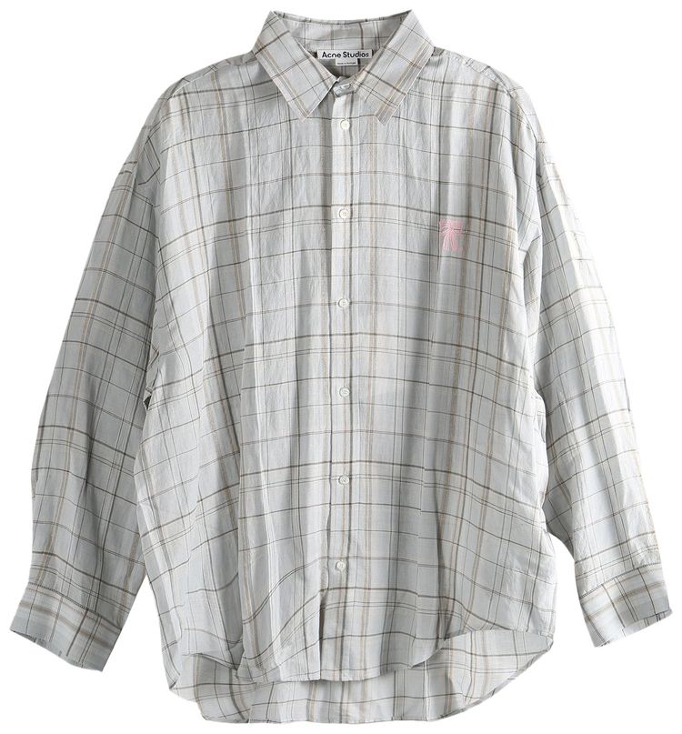 Acne Studios Plaid Button Up Long Sleeve Shirt GreyPink