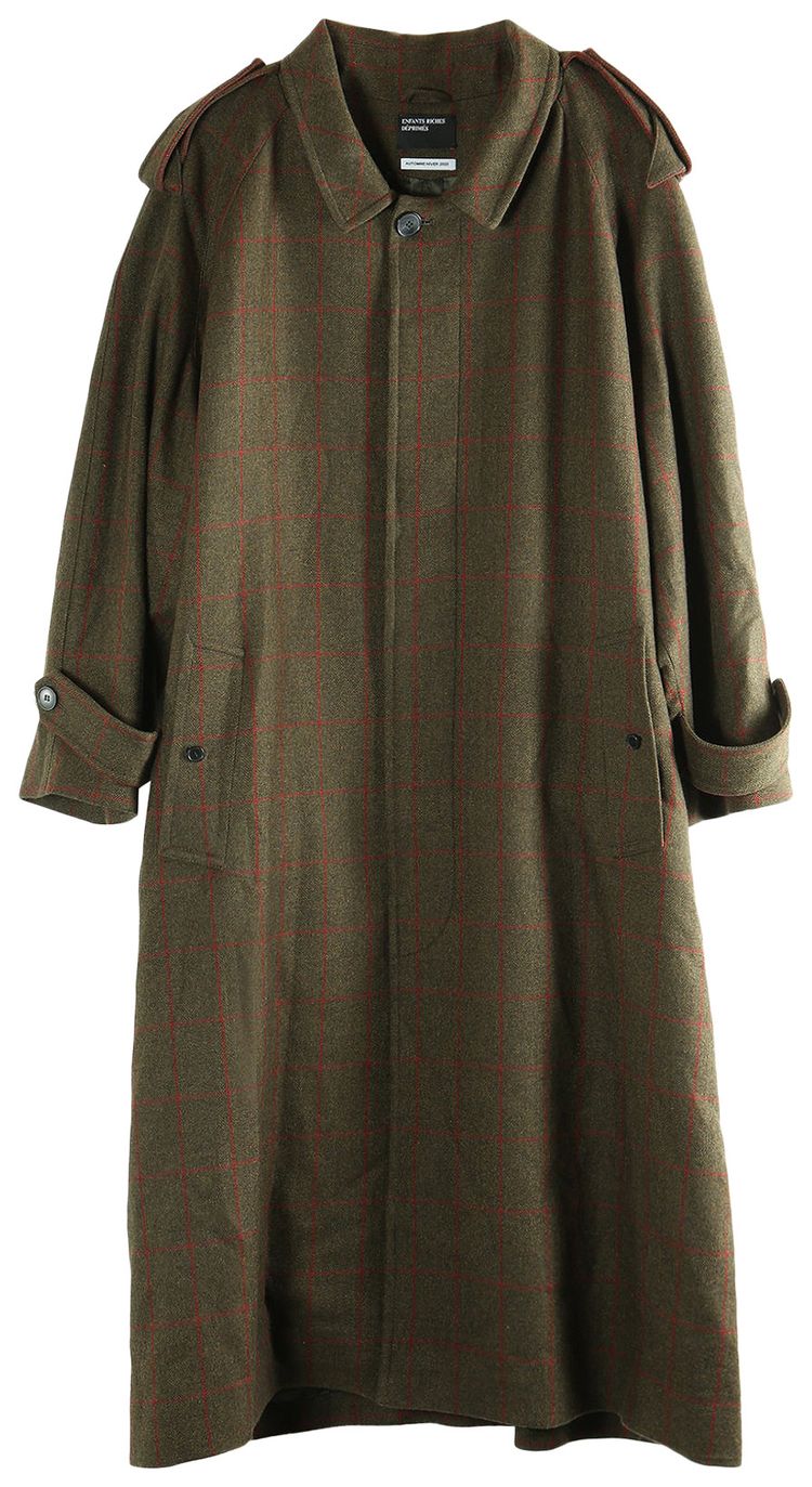 Enfants Riches Deprimes Museum Sunday Trench Coat GreenRed Plaid