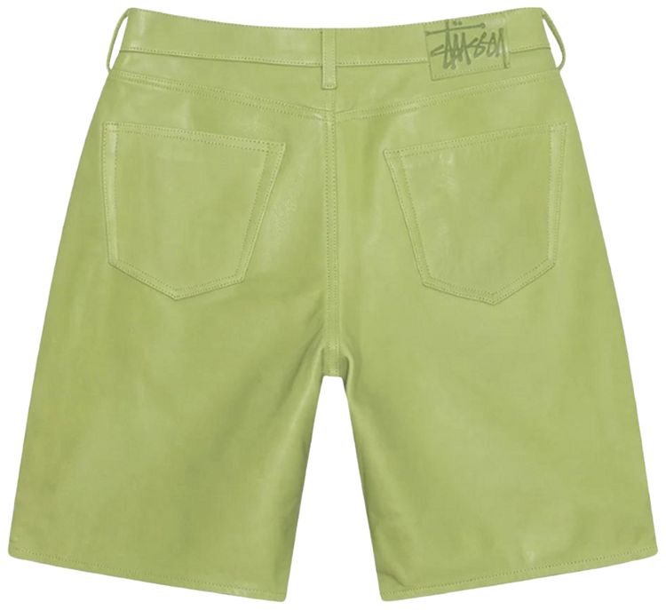 Stussy Big Ol Leather Shorts Lime