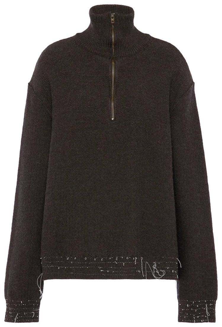 Maison Margiela Quarter Zip Top Brown