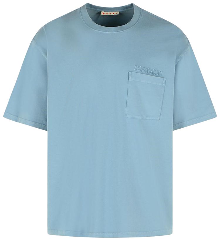 Marni Patches Cotton T Shirt Light Blue