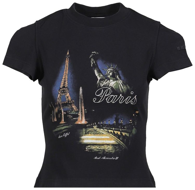 Vetements Paris Tourist Front Sleeve Baby T Shirt Black