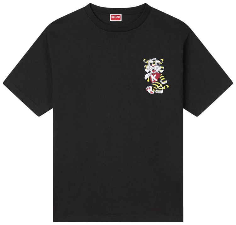 Kenzo Gots Wild Tiger Embroidered Oversize T Shirt Black
