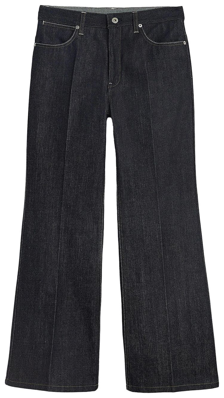 Jil Sander Leather Detail Jeans Blue