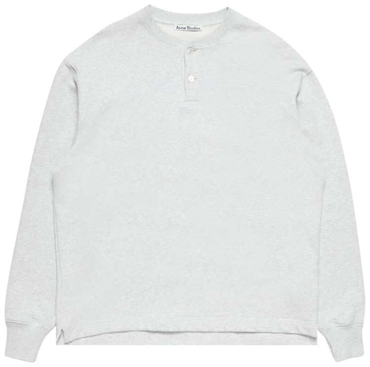 Acne Studios Henley Neck Sweatshirt Pale Grey Melange