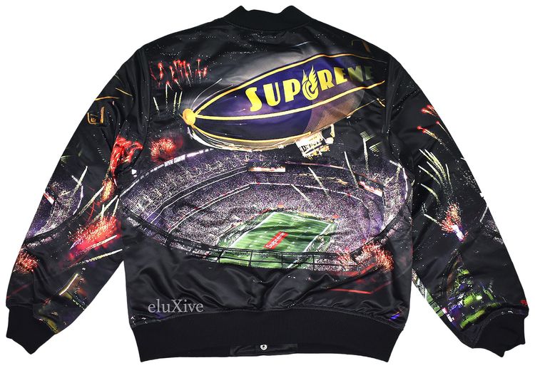 Supreme Mitchell  Ness Stadium Satin Varsity Jacket Black