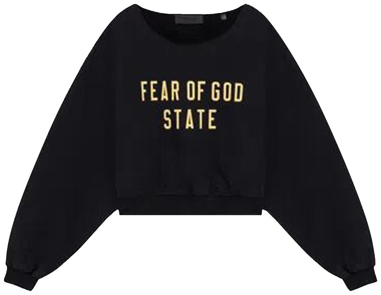 Fear of God Essentials Heavy Fleece Raw Cropped Crewneck Black