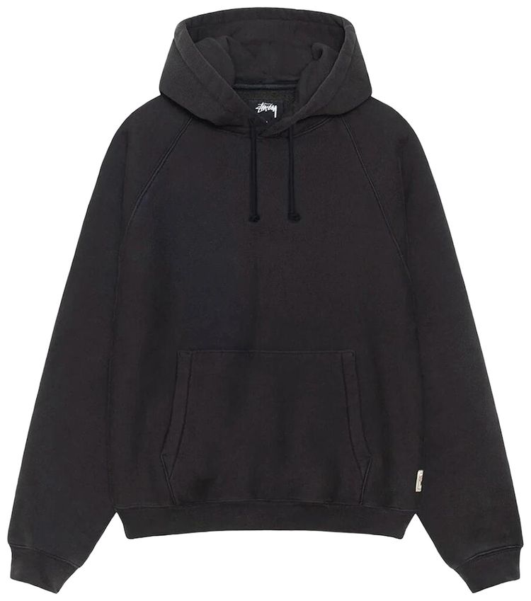 Stussy Fleece Raglan Hoodie Washed Black