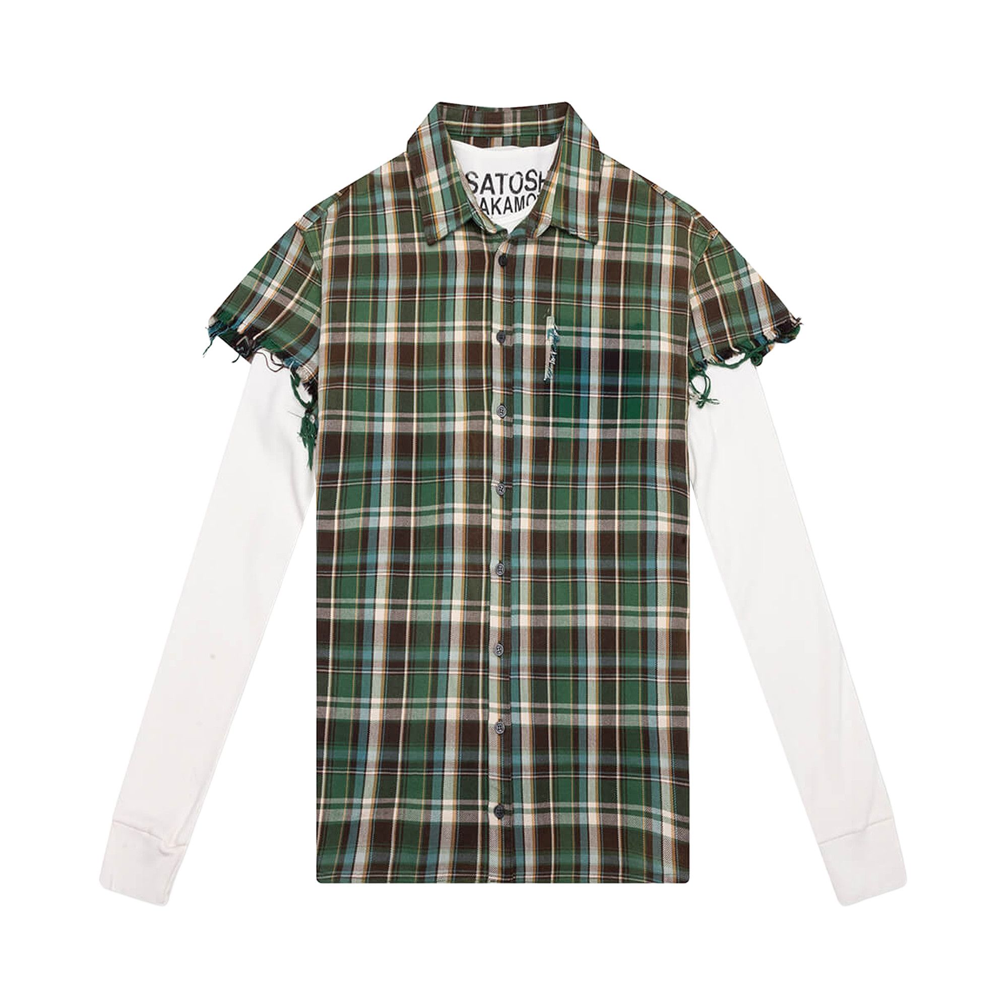 Buy Satoshi Nakamoto Bender Cut Off Flannel 'Green Plaid