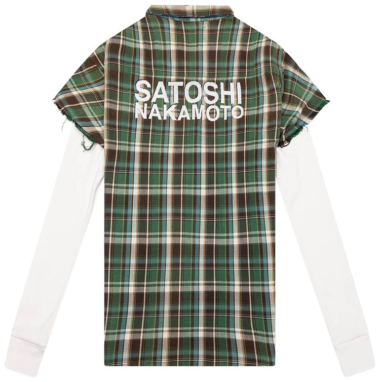 Satoshi Nakamoto Bender Cut Off Flannel Green Plaid