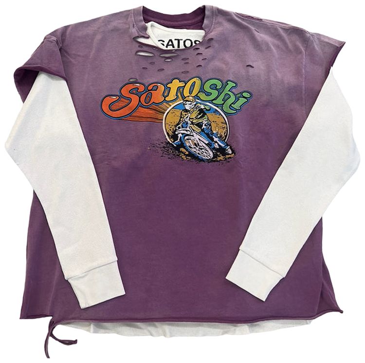 Satoshi Nakamoto 1977 Dirtbike Thermal T Shirt Washed Purple