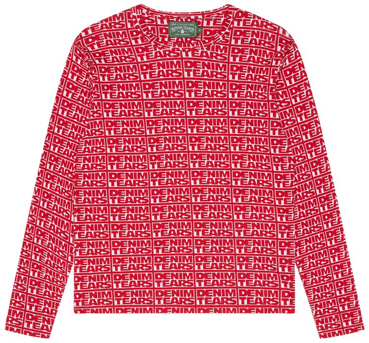 Denim Tears Larmes De Jean Jacquard Long Sleeve Tee Red