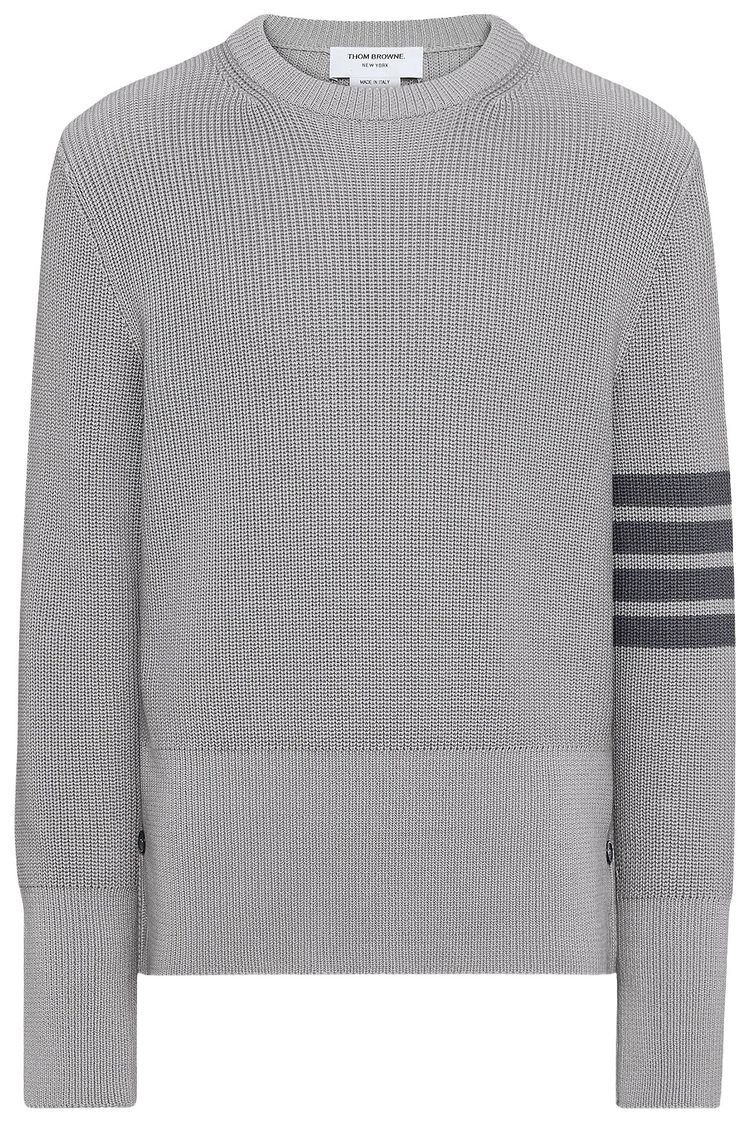 Thom Browne Classic Crew Neck Pullover Light Grey