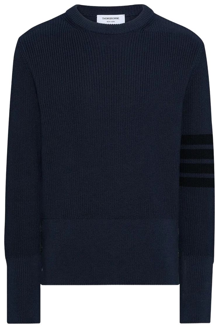 Thom Browne 4 Bar Stripe Classic Crew Neck Pullover Navy