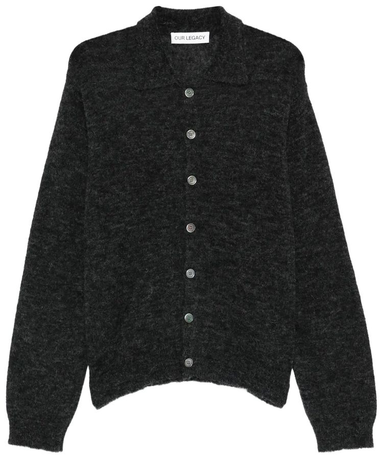 Our Legacy Evening Polo Shirt Charcoal Melange Fuzzy Alpaca