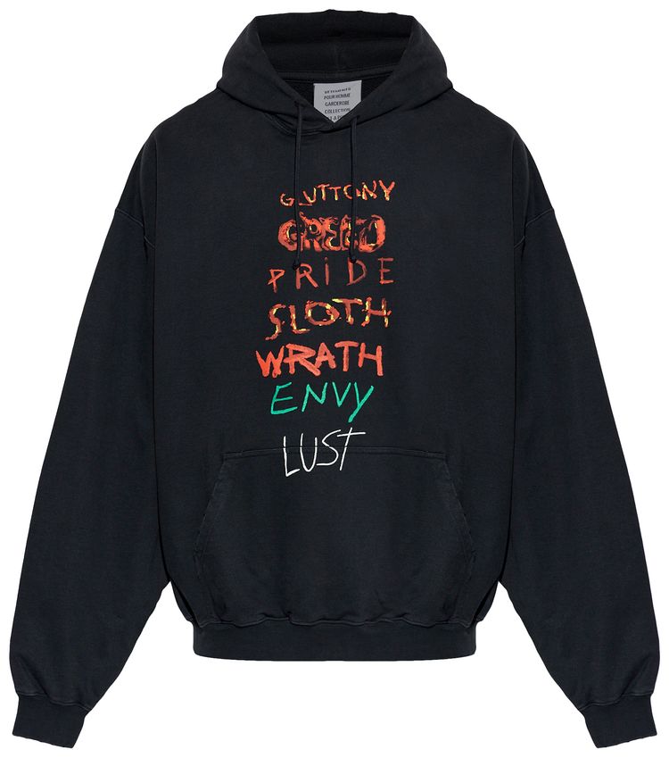 Vetements 7 Sins Hoodie Washed Out Black