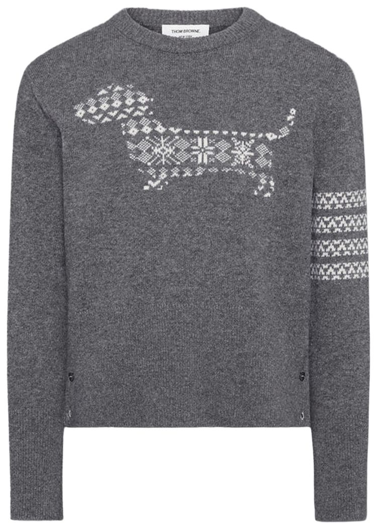 Thom Browne Holiday Hector Classic Crew Neck Pullover Medium Grey