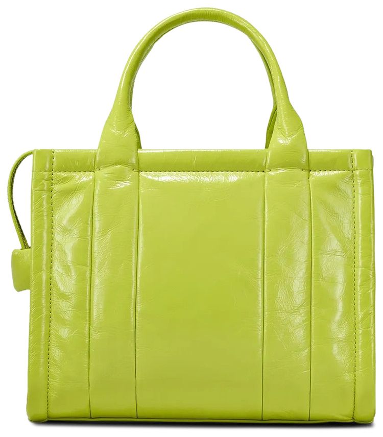 Marc Jacobs Shiny Crinkle Leather Small Tote Bag Acid Lime