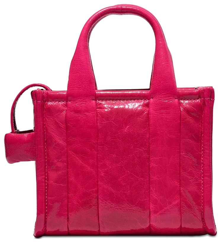Marc Jacobs Shiny Crinkle Leather Crossbody Tote Bag Magenta