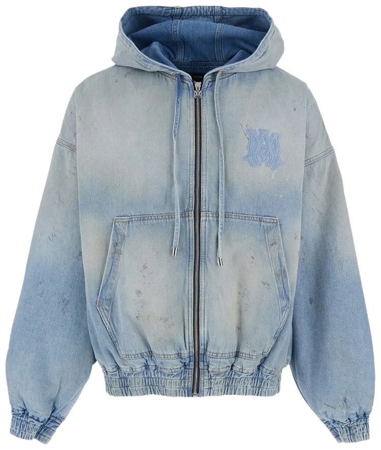 Amiri MA Denim Zip Hoodie Perfect Antique Indigo