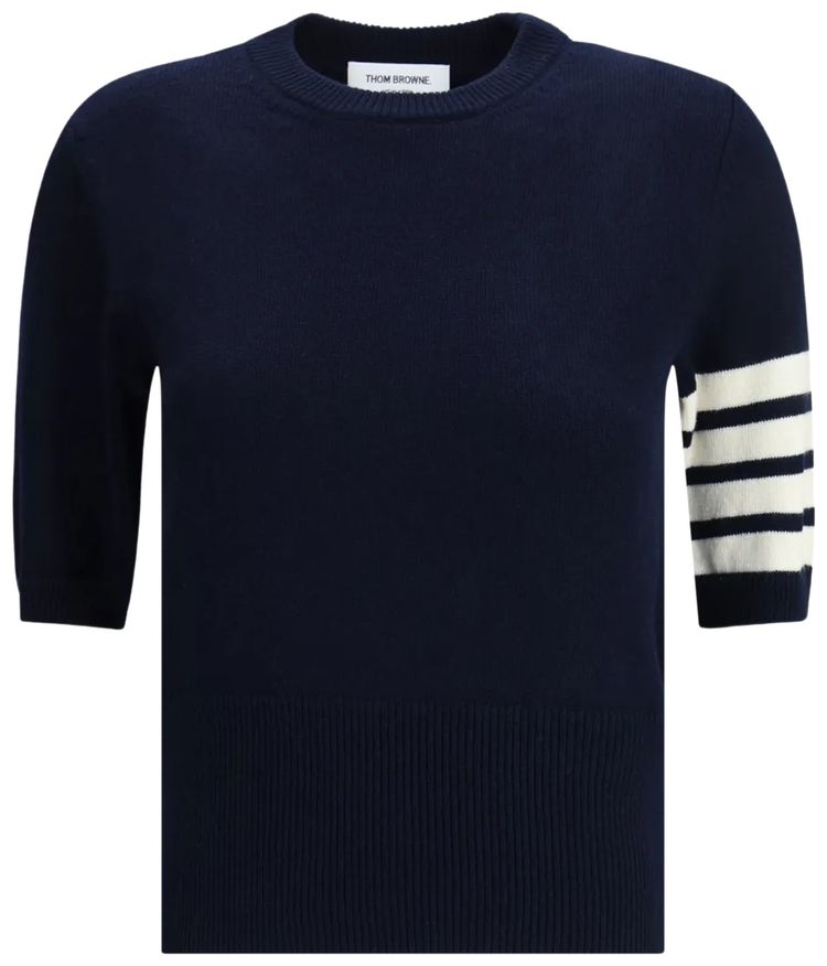 Thom Browne Classic Fit Short Sleeve Tee Navy