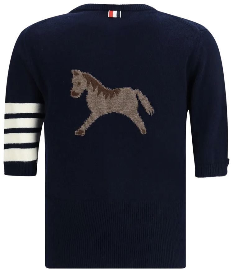 Thom Browne Classic Fit Short Sleeve Tee Navy