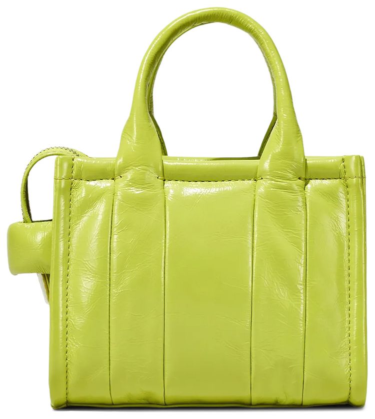 Marc Jacobs Shiny Crinkle Leather Crossbody Tote Bag Acid Lime
