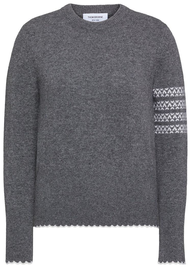 Thom Browne Holiday Hector Classic Fit Crew Neck Pullover Medium Grey