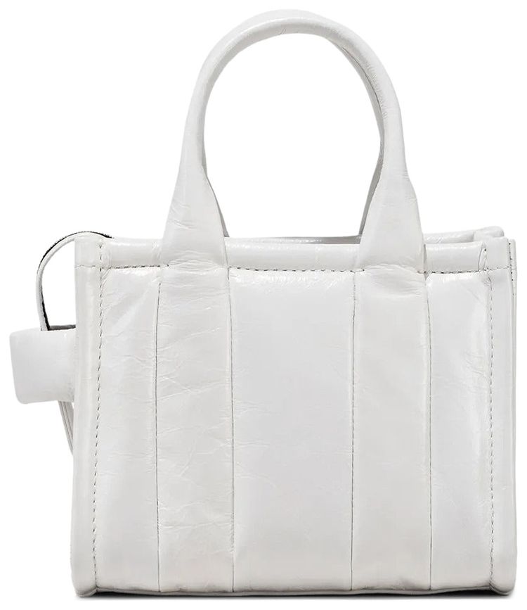 Marc Jacobs Shiny Crinkle Leather Crossbody Tote Bag White