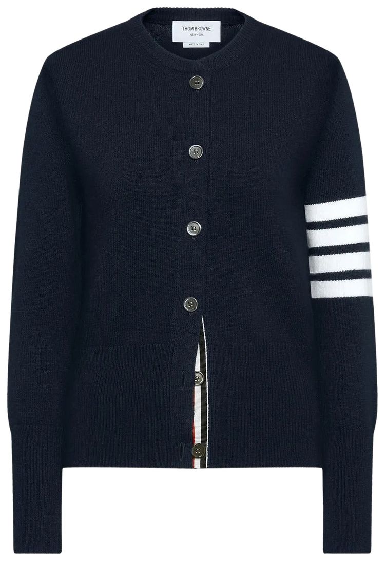 Thom Browne Classic Fit Crew Neck Cardigan Navy