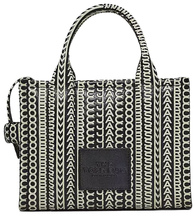 Marc Jacobs Monogram Leather Small Tote Bag BlackWhite