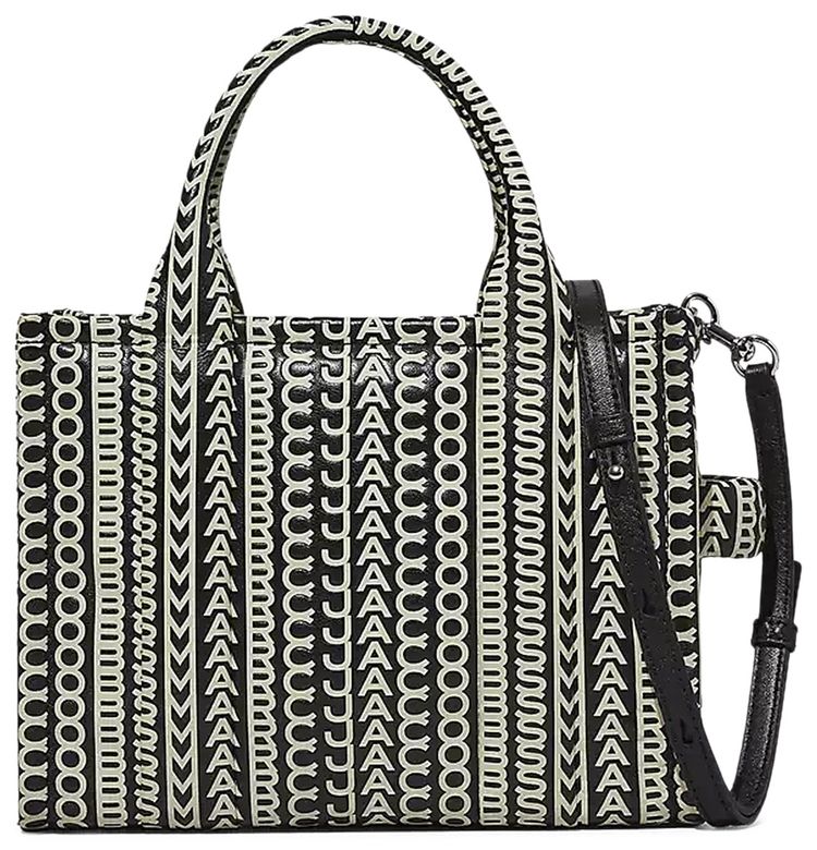 Marc Jacobs Monogram Leather Small Tote Bag BlackWhite