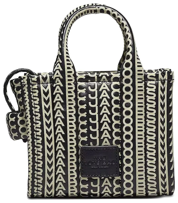 Marc Jacobs Monogram Leather Crossbody Tote Bag BlackWhite
