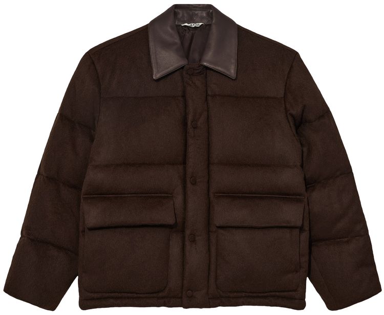 Auralee Baby Camel Flannel Down Blouson Jacket Dark Brown