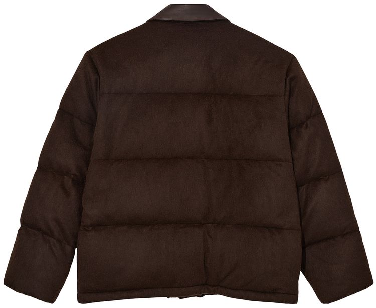 Auralee Baby Camel Flannel Down Blouson Jacket Dark Brown