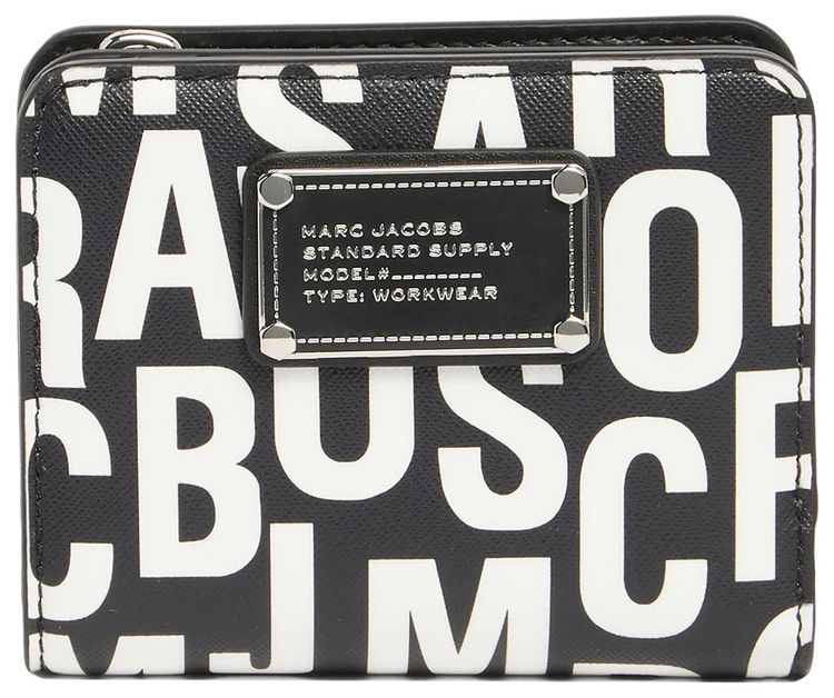 Marc Jacobs Jumbled Logo Trademarc Mini Compact Wallet BlackWhite