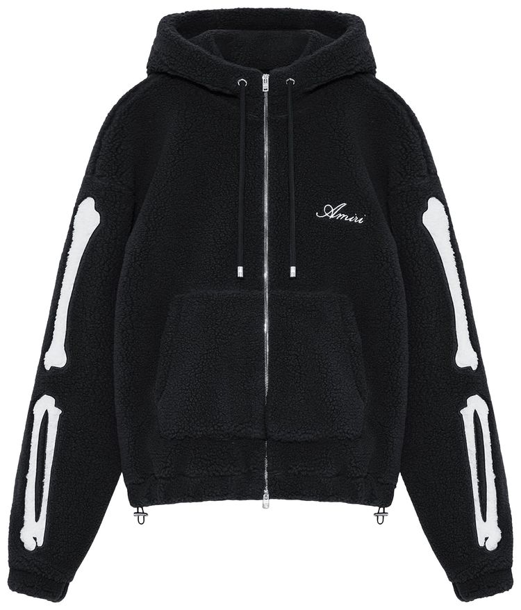 Amiri Bones Fleece Zip Hoodie Black