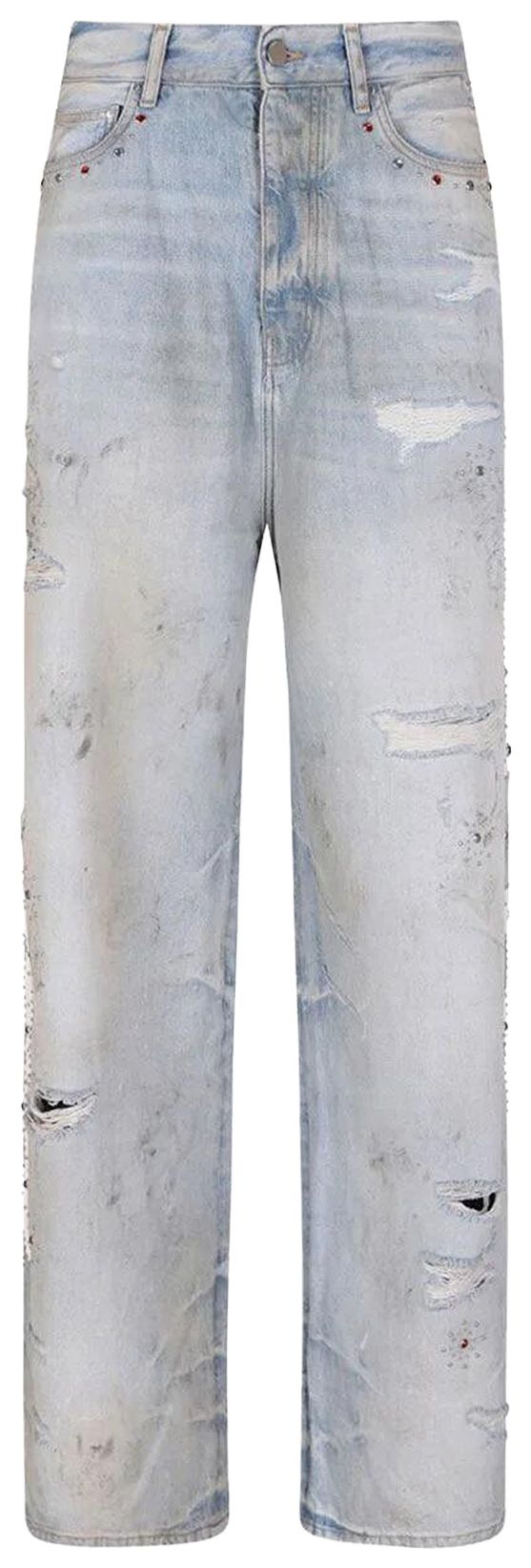 Amiri Bones Studded Baggy Jean Perfect Antique Indigo